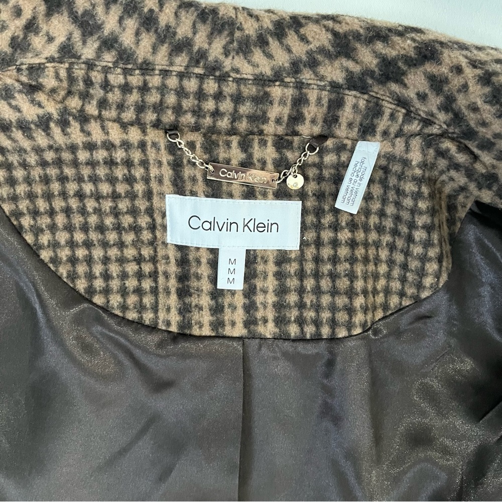 Calvin Klein Women’s Wool Blend Coat in Brown and Black Plaid | 8 - Picture 8 of 16